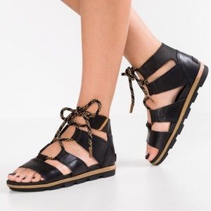 Sorel Black Lace-Up Gladiator Sandals